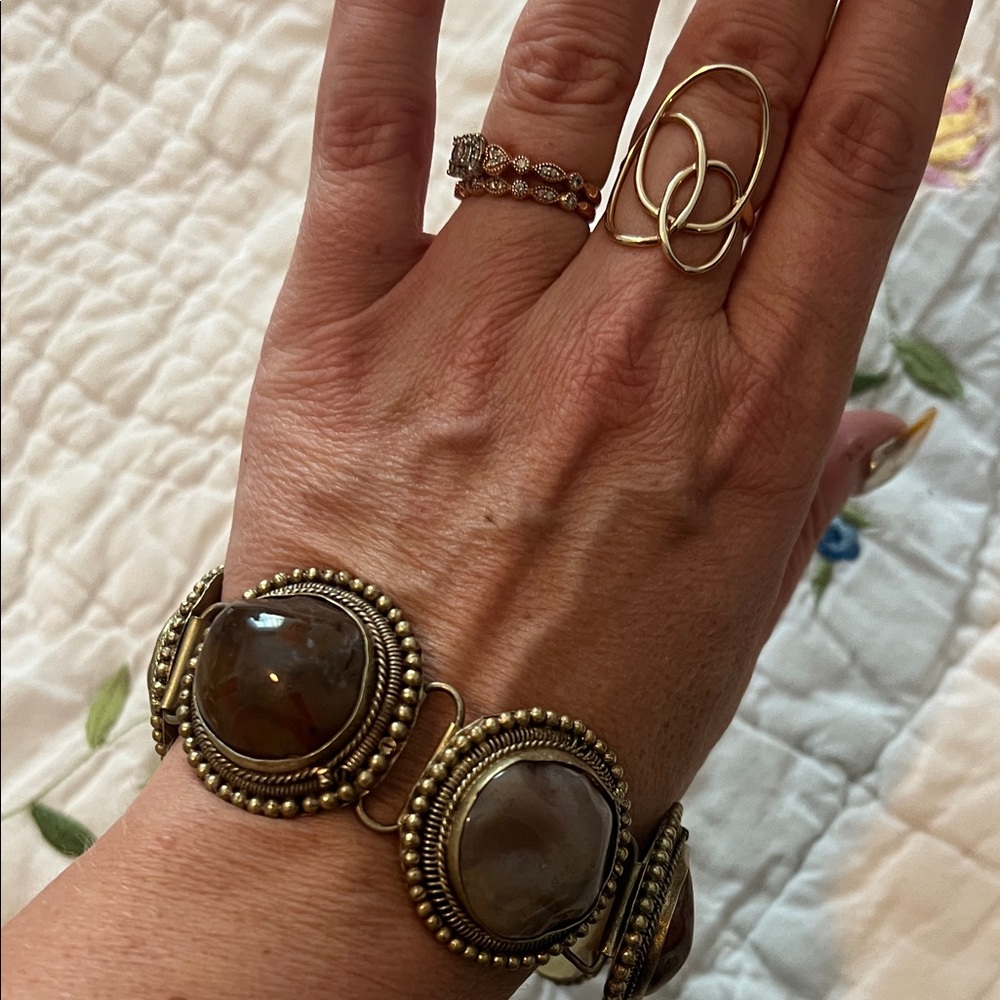 Vintage Beaded Bracelet with Dark Stones - Picture 1 of 8